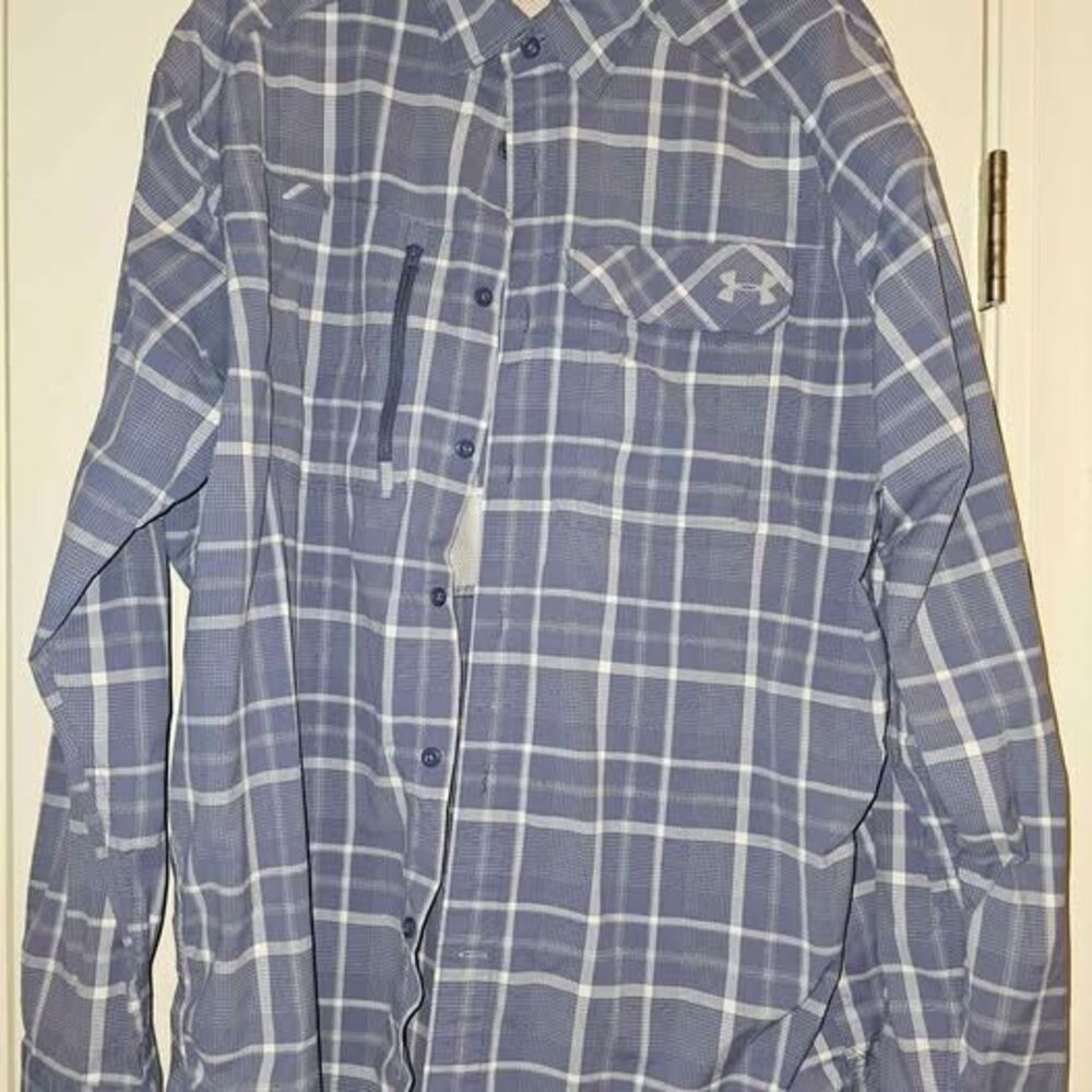 Under Armour HeatGear Long Sleeve Plaid Fishing Shirt - Size Large
